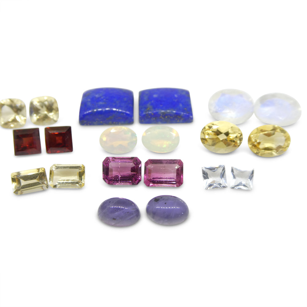 10 Pairs Gems for Manufacturing: Pink Tourmaline, Aquamarine, Opal and more! Wholesale Lot - Skyjems Wholesale Gemstones