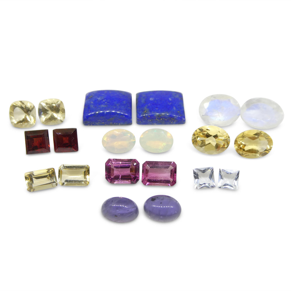 10 Pairs Gems for Manufacturing: Pink Tourmaline, Aquamarine, Opal and more! Wholesale Lot - Skyjems Wholesale Gemstones