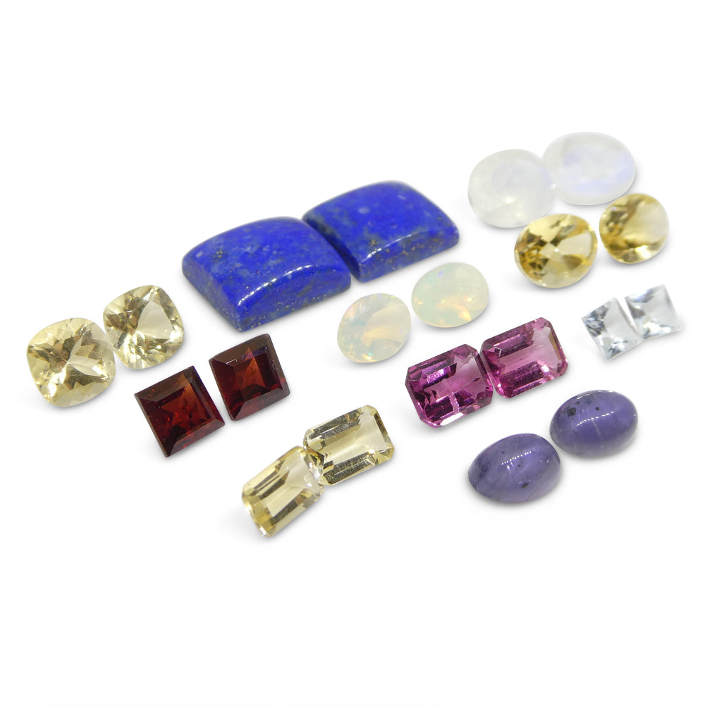 10 Pairs Gems for Manufacturing: Pink Tourmaline, Aquamarine, Opal and more! Wholesale Lot - Skyjems Wholesale Gemstones