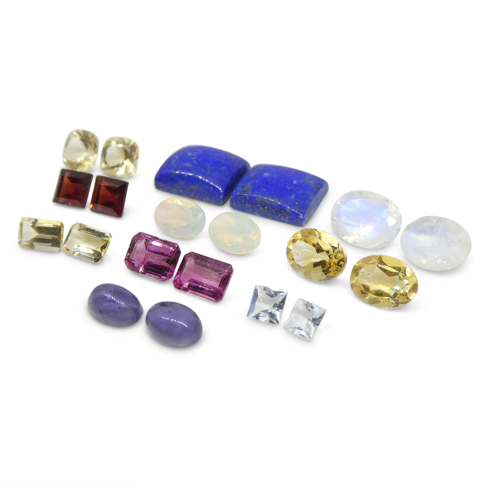 10 Pairs Gems for Manufacturing: Pink Tourmaline, Aquamarine, Opal and more! Wholesale Lot - Skyjems Wholesale Gemstones