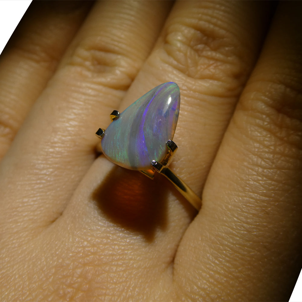 SkyJems 1.64ct Grey Australian Opal Cabochon with Vibrant Play of Color, Freeform Gemstone