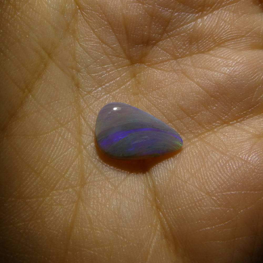 SkyJems 1.64ct Grey Australian Opal Cabochon with Vibrant Play of Color, Freeform Gemstone
