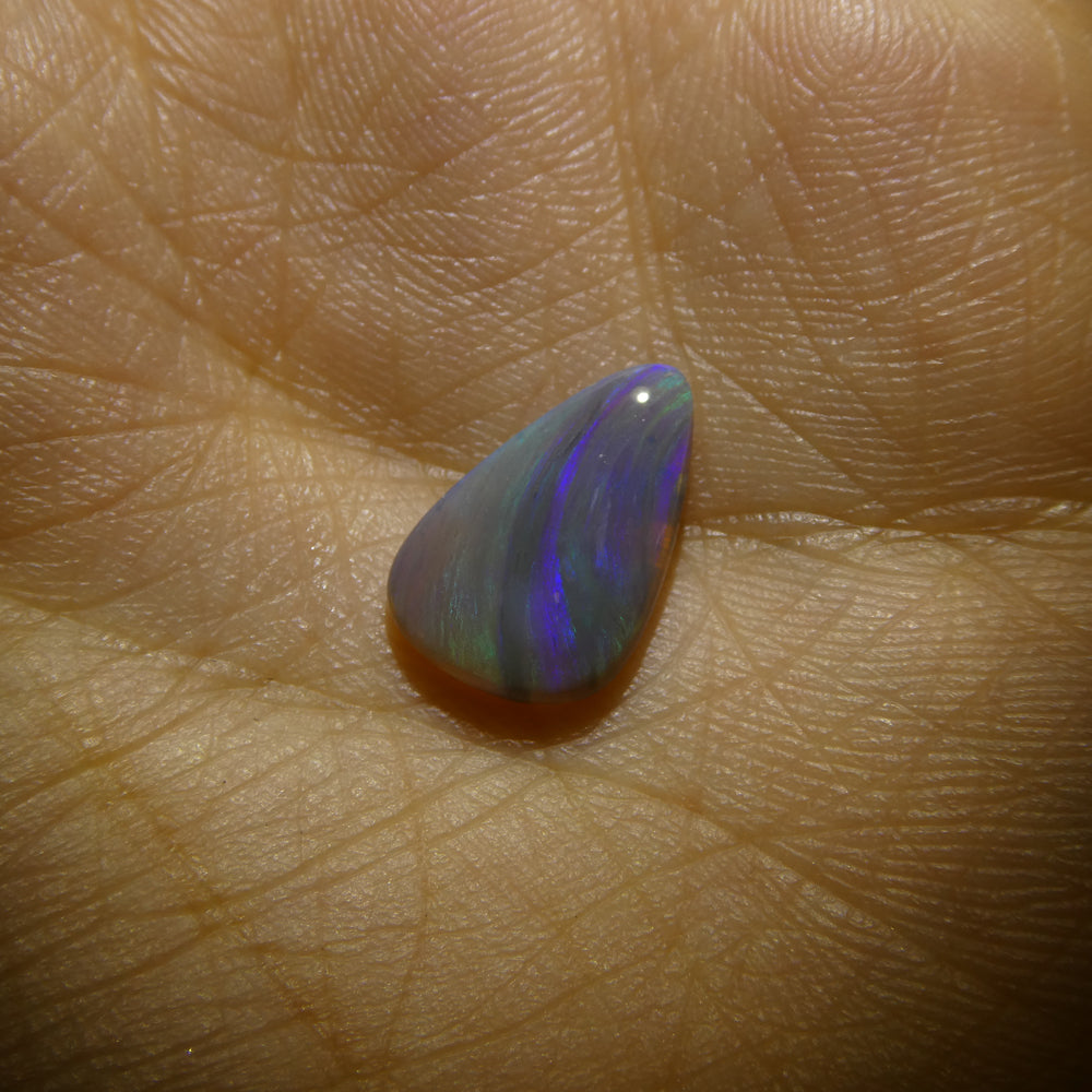 SkyJems 1.64ct Grey Australian Opal Cabochon with Vibrant Play of Color, Freeform Gemstone