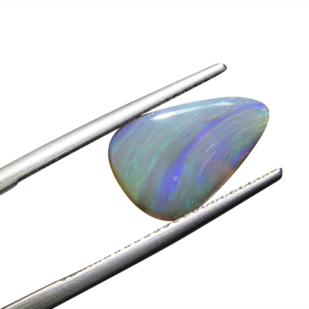 SkyJems 1.64ct Grey Australian Opal Cabochon with Vibrant Play of Color, Freeform Gemstone