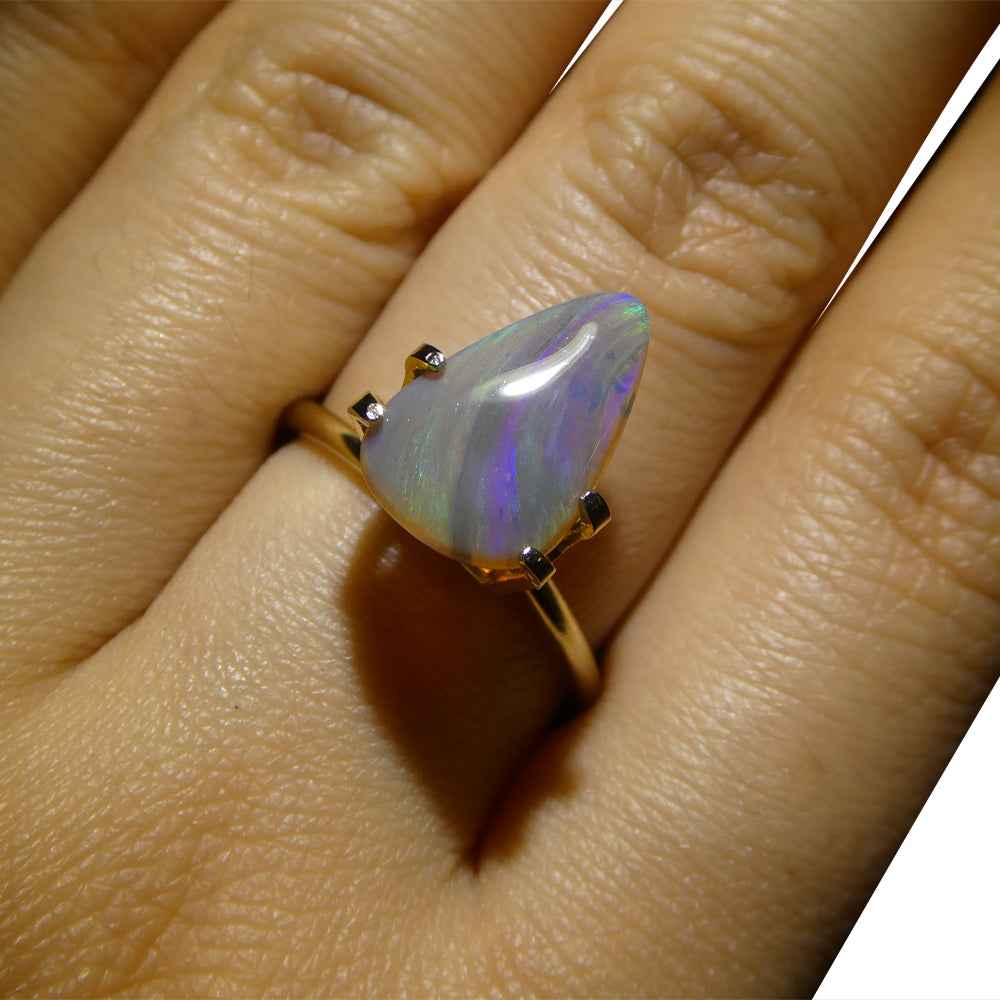 SkyJems 1.64ct Grey Australian Opal Cabochon with Vibrant Play of Color, Freeform Gemstone
