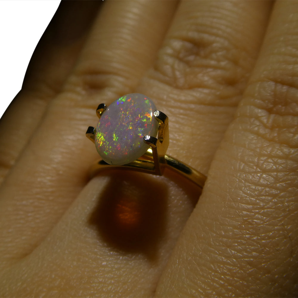 1.08ct Grey Australian Opal Cabochon with Play of Color by SkyJems, premium oval gemstone for collectors and jewelry design