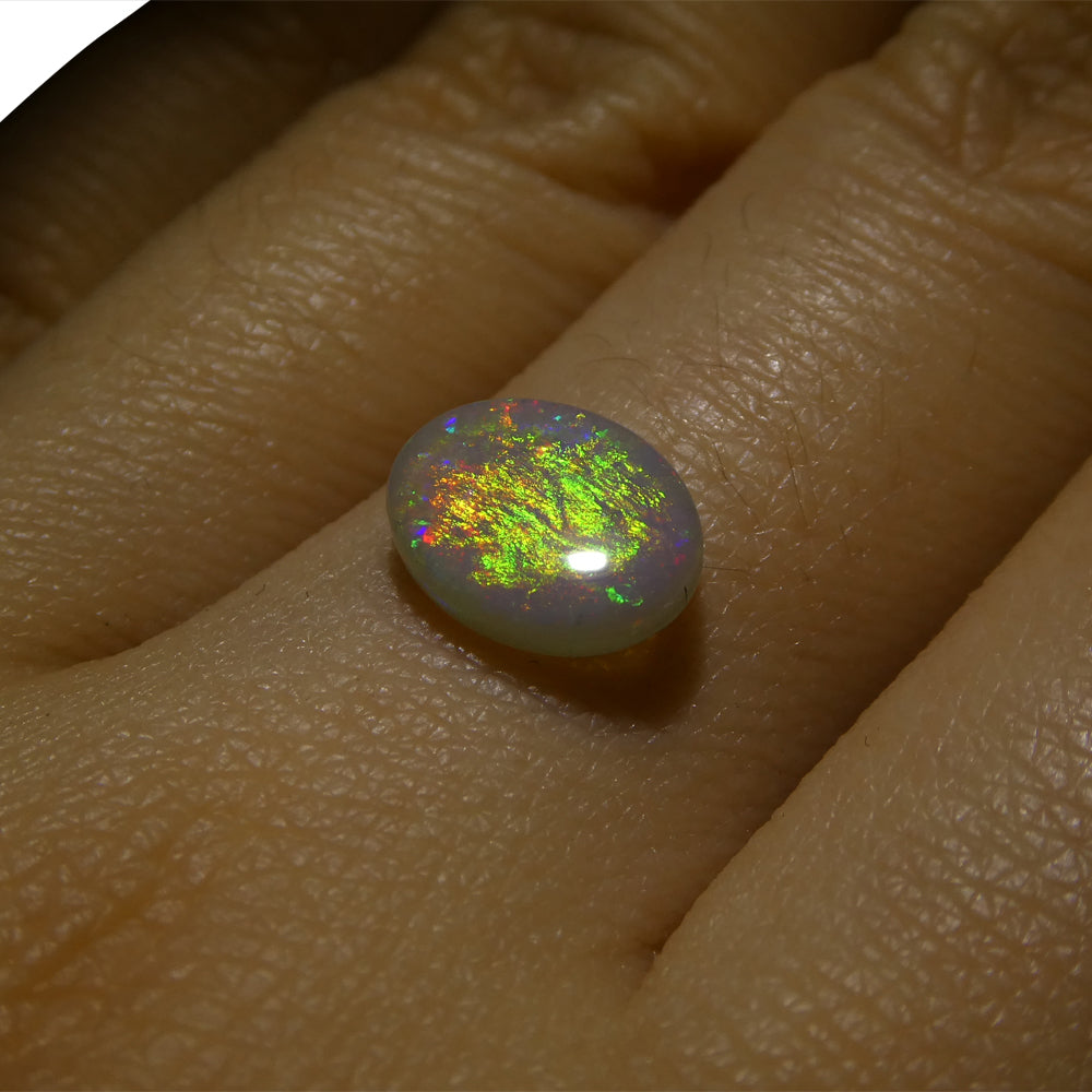 1.08ct Grey Australian Opal Cabochon with Play of Color by SkyJems, premium oval gemstone for jewelry design