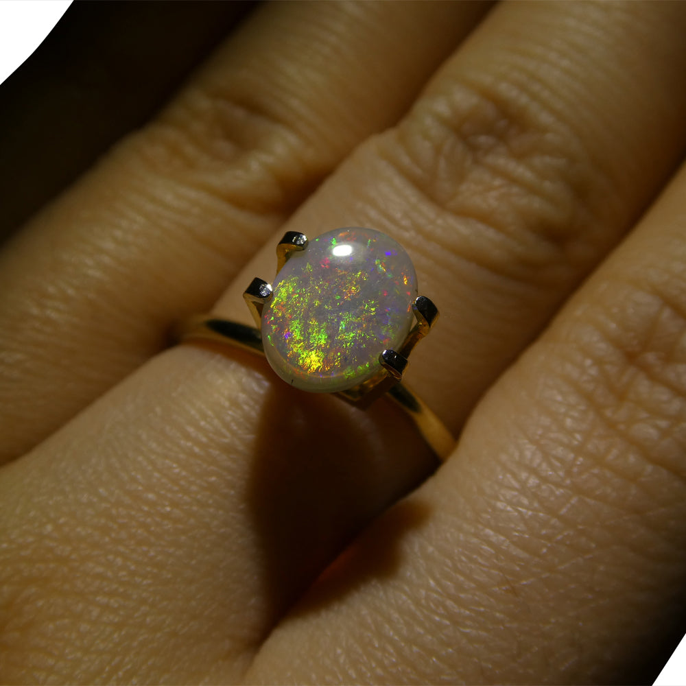 1.08ct Grey Australian Opal Cabochon with Play of Color by SkyJems, premium oval gemstone for collectors and jewelry design
