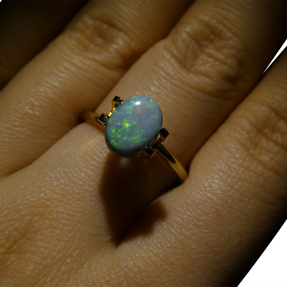 1.47ct Grey Australian Opal Cabochon with Play of Color by SkyJems, premium oval gemstone from Down Under