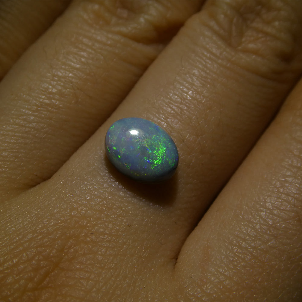 1.47ct Grey Australian Opal Cabochon with Play of Color by SkyJems, premium oval gemstone from Down Under