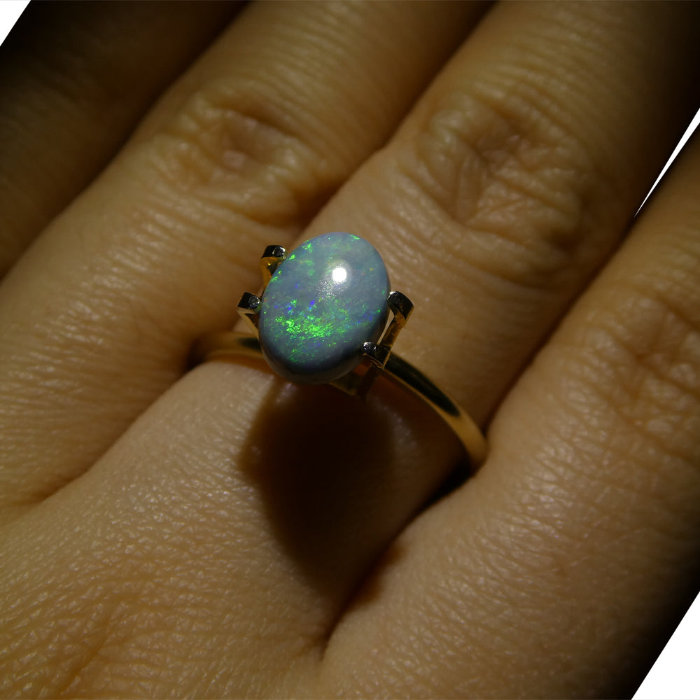 1.47ct Grey Australian Opal Cabochon with Play of Color by SkyJems, premium oval gemstone for jewelry design