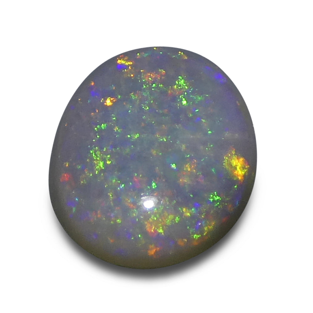 1.03ct Grey Oval Cabochon Opal from Australia, Play of Color gemstone by SkyJems Canadian gem specialists