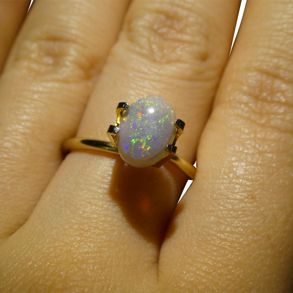 1.03ct Grey Australian Opal Cabochon with Play of Color by SkyJems, premium oval gemstone for jewelry design