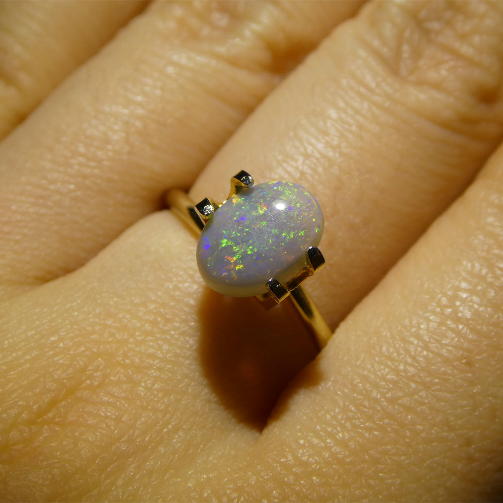 1.03ct Grey Australian Opal Cabochon with Play of Color by SkyJems, premium oval gemstone for collectors and jewelry design