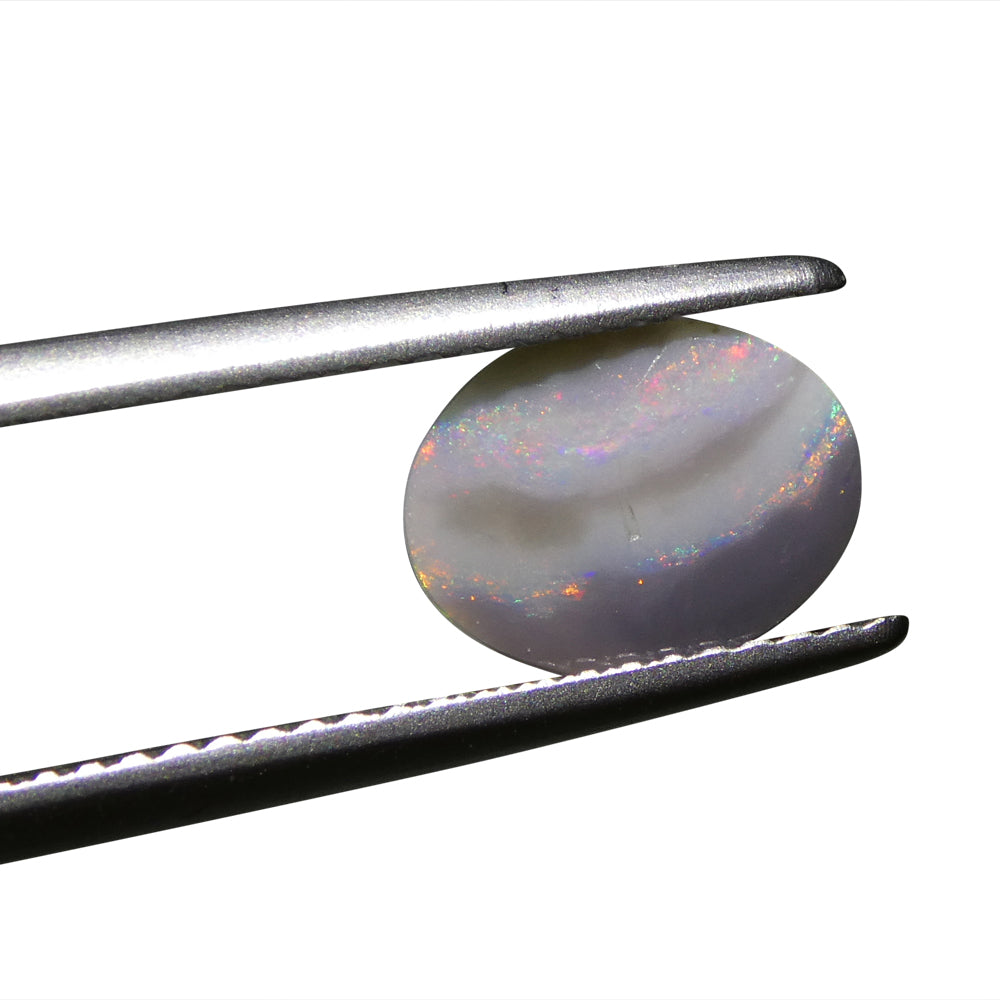 1.06ct Grey Oval Cabochon Opal from Australia with Play of Color, premium gemstone by SkyJems Canadian gem experts