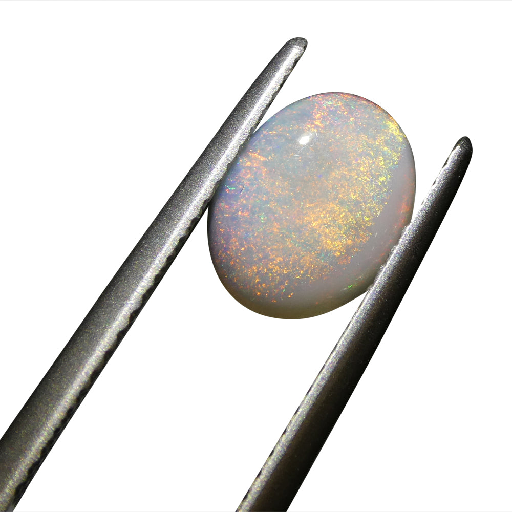SkyJems 1.06ct Grey Oval Cabochon Opal from Australia with Play of Color, premium gemstone collection