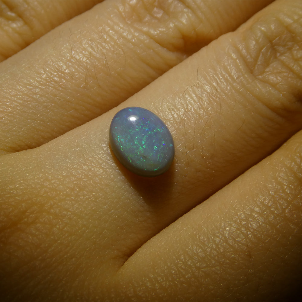 1.28ct Grey Australian Opal Cabochon with Play of Color by SkyJems, premium oval gemstone from Down Under