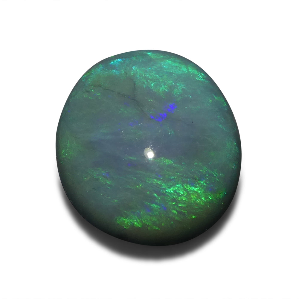 2.37ct Australian Black Opal with vibrant play of color, oval cabochon cut - premium gemstone from SkyJems' curated collectio