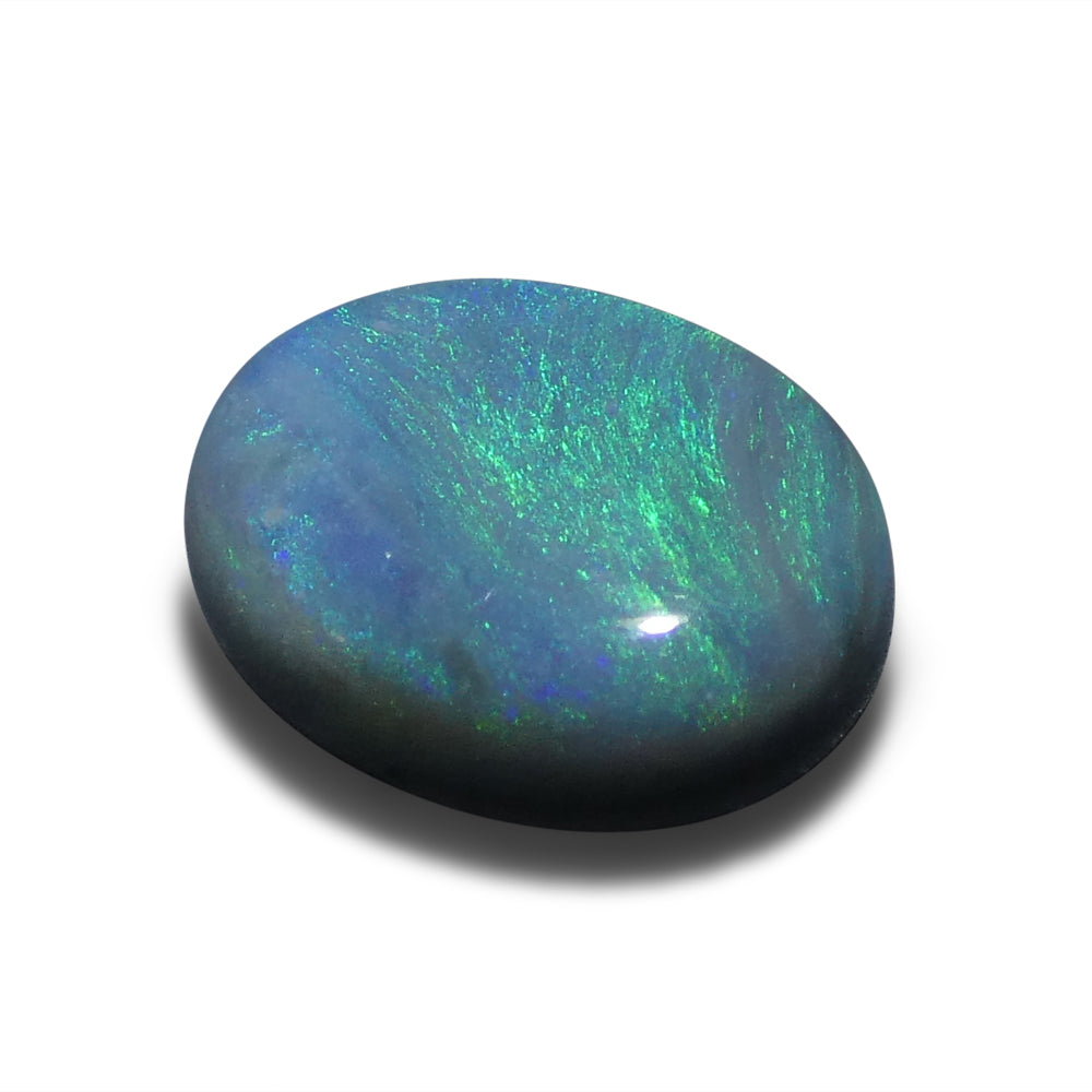 SkyJems 1.53ct Black Opal from Australia - Oval Cabochon Gemstone with Vibrant Play of Color