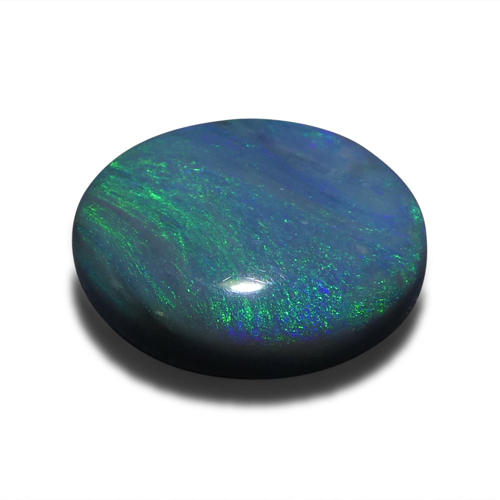 SkyJems 1.53ct Black Opal from Australia - Oval Cabochon Gemstone with Vibrant Play of Color