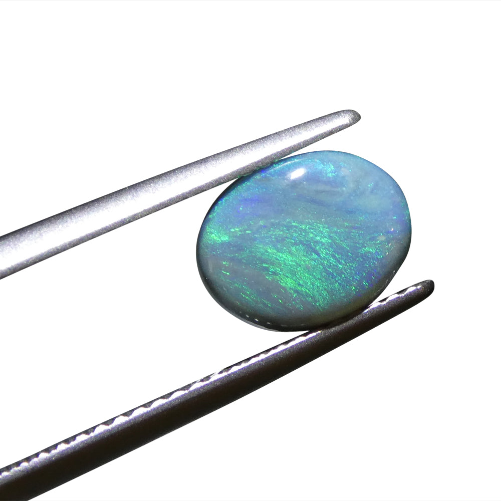 1.53ct Australian Black Opal with vibrant play of color, oval cabochon cut - premium gemstone from SkyJems' curated collectio