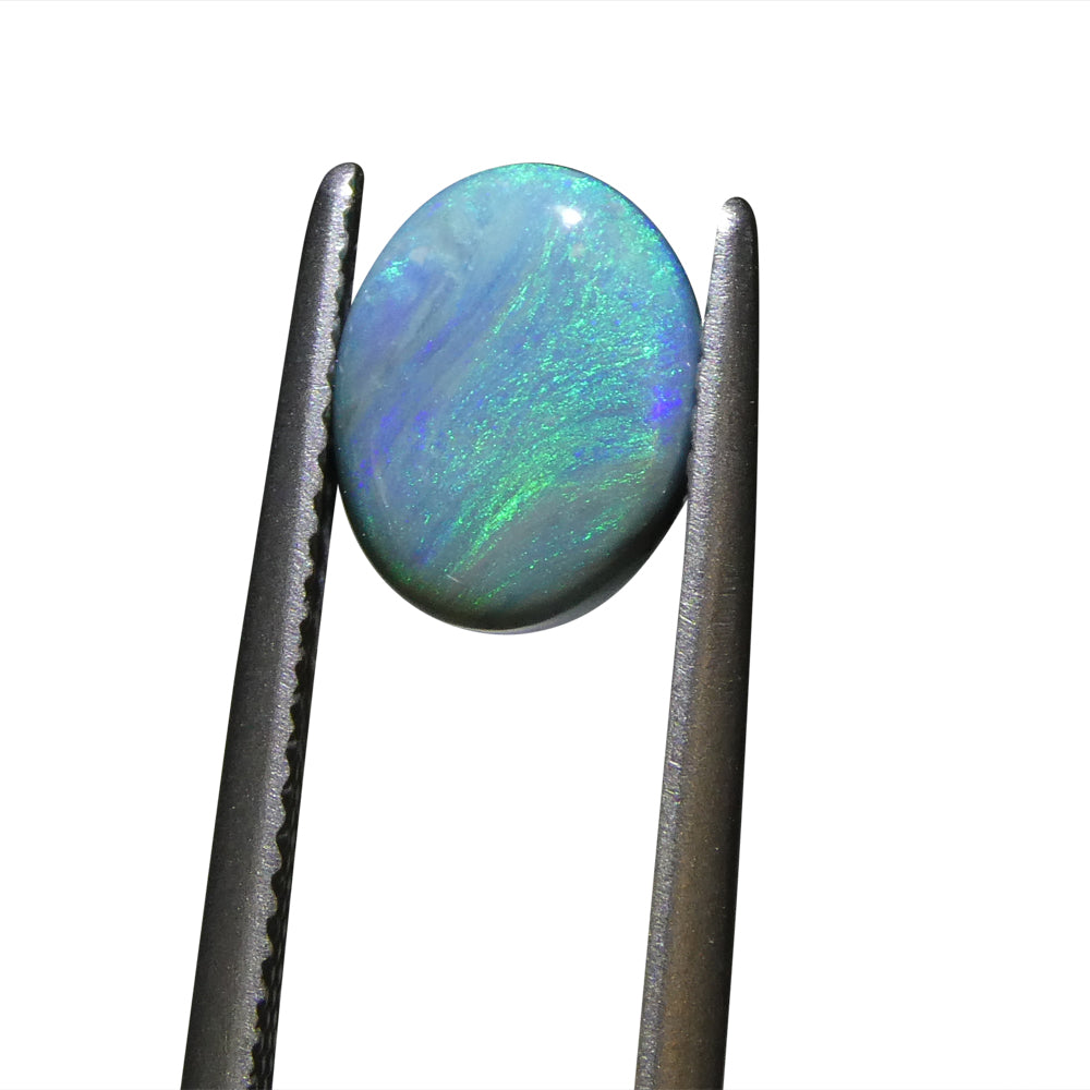 SkyJems 1.53ct Black Opal from Australia - Rare Oval Cabochon Gemstone with Vibrant Play of Color