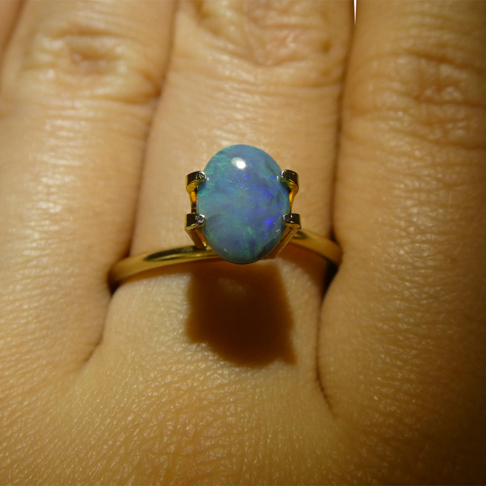 0.9ct Black Opal Cabochon from Australia with Play of Color | Premium Gemstone by SkyJems Canadian Gem Experts