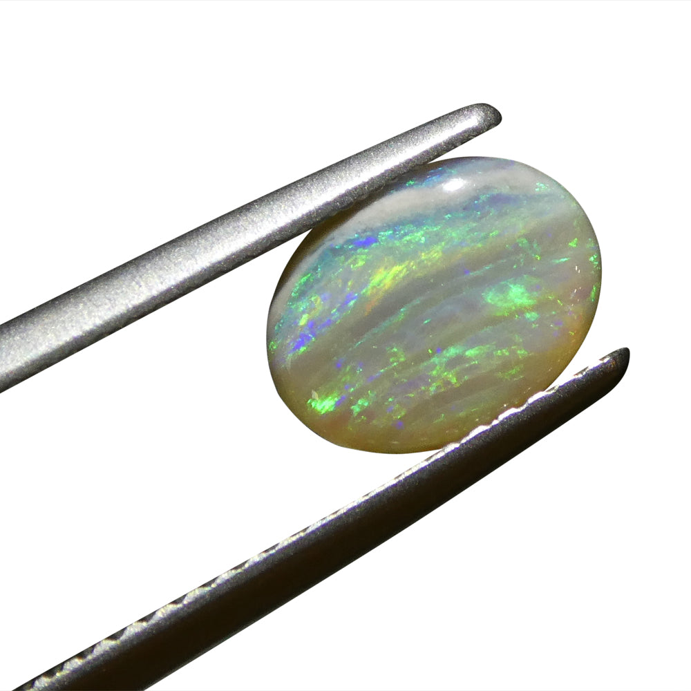 1ct White Opal Cabochon from Australia with Play of Color | Premium Gemstone by SkyJems Canadian Gem Experts