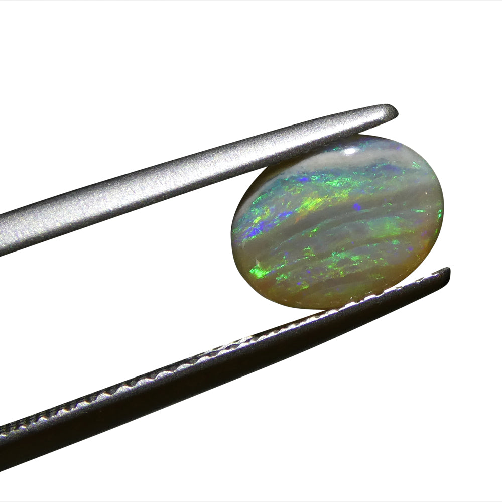 1ct White Opal Cabochon from Australia with vibrant play of color, premium gemstone by SkyJems Canadian gem specialists