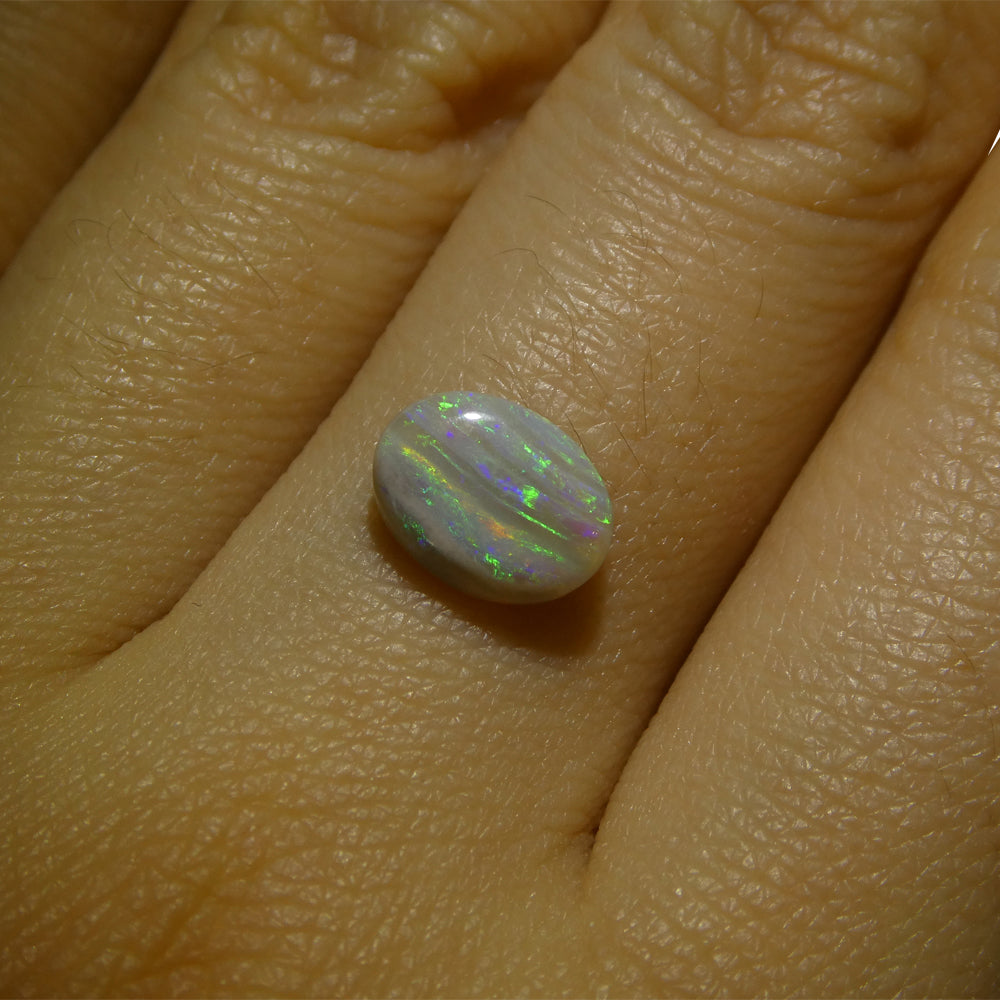 1ct White Opal Cabochon from Australia with vibrant play of color, premium gemstone by SkyJems Canadian gem specialists