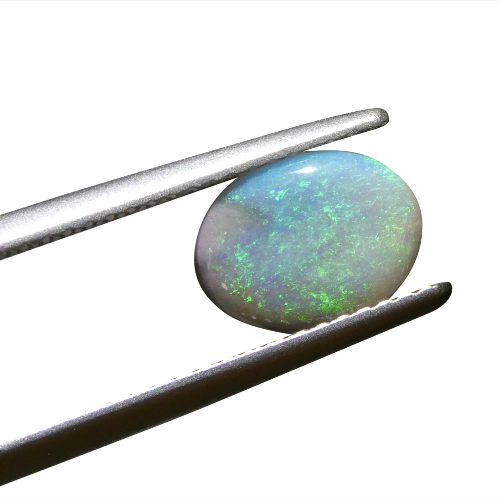1ct Grey Oval Cabochon Opal from Australia with Play of Color, premium gemstone by SkyJems Canadian gem specialists