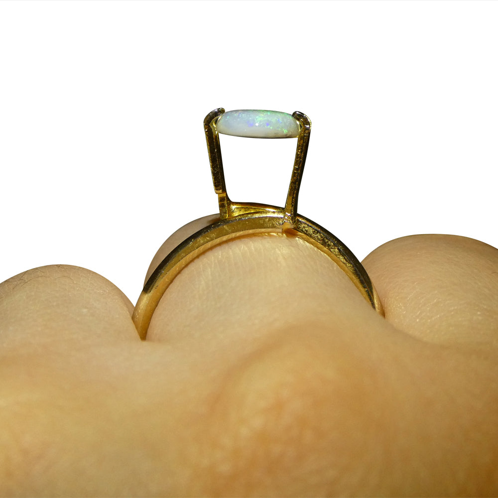 0.93ct Grey Australian Opal Cabochon with Play of Color from SkyJems, premium oval gemstone with green and purple hues