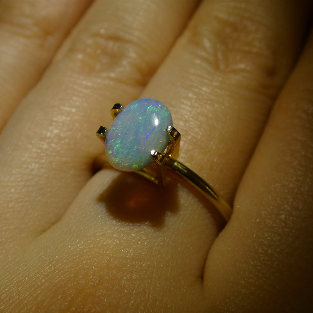 0.93ct Grey Australian Opal Cabochon with Play of Color, premium single gemstone by SkyJems Canada
