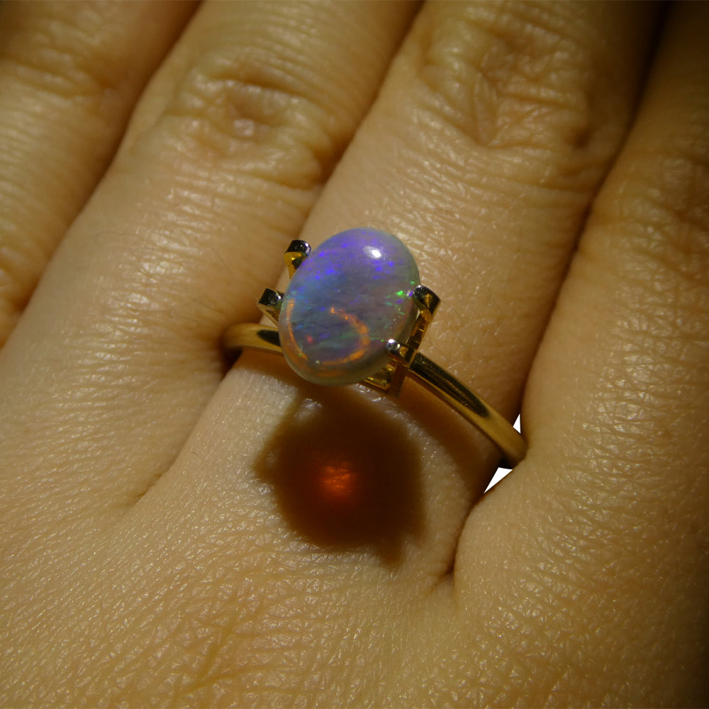 1.32ct Grey Australian Opal Cabochon with Play of Color by SkyJems, premium oval gemstone from Down Under
