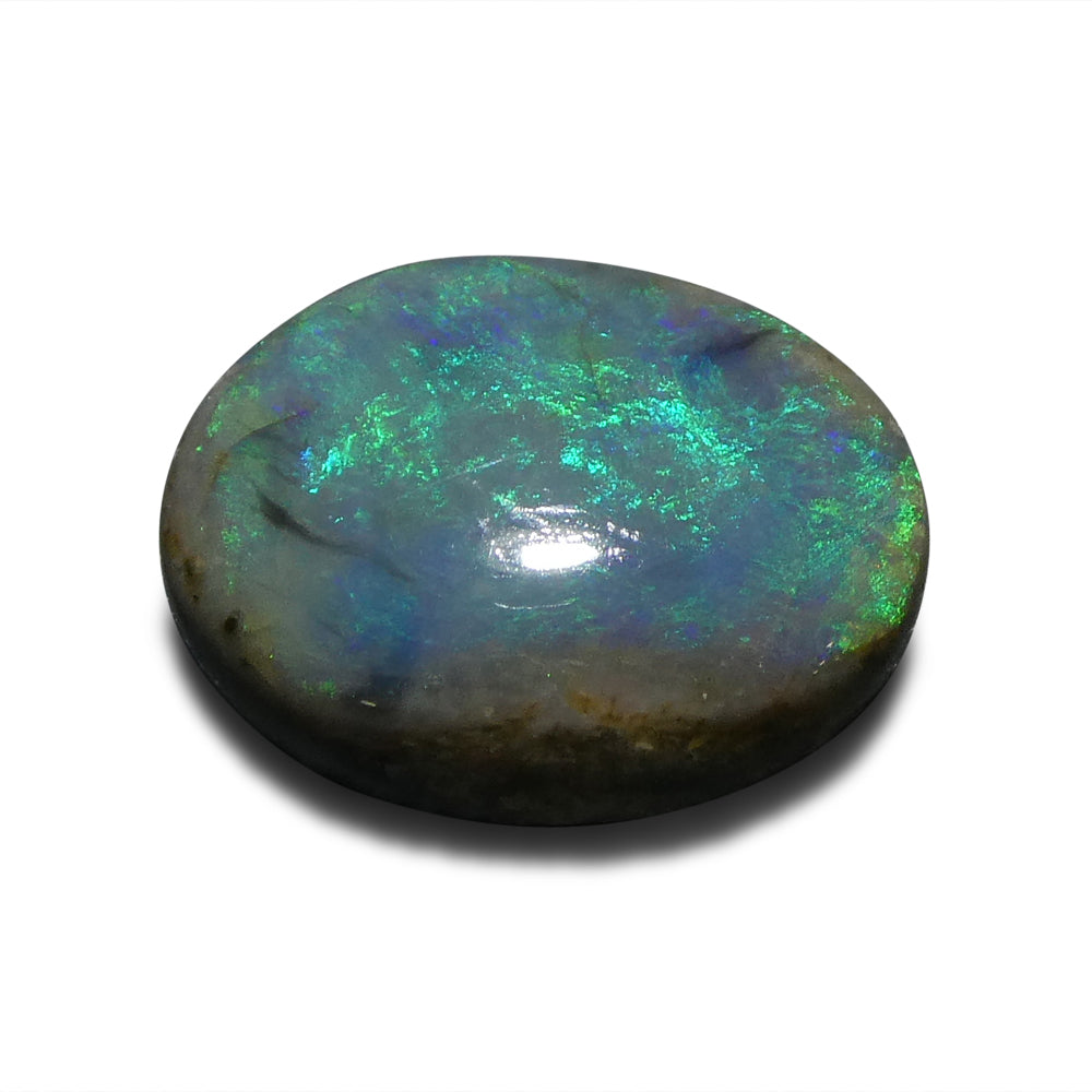 2.8ct Grey Oval Cabochon Opal from Australia with Play of Color | Premium Gemstone by SkyJems