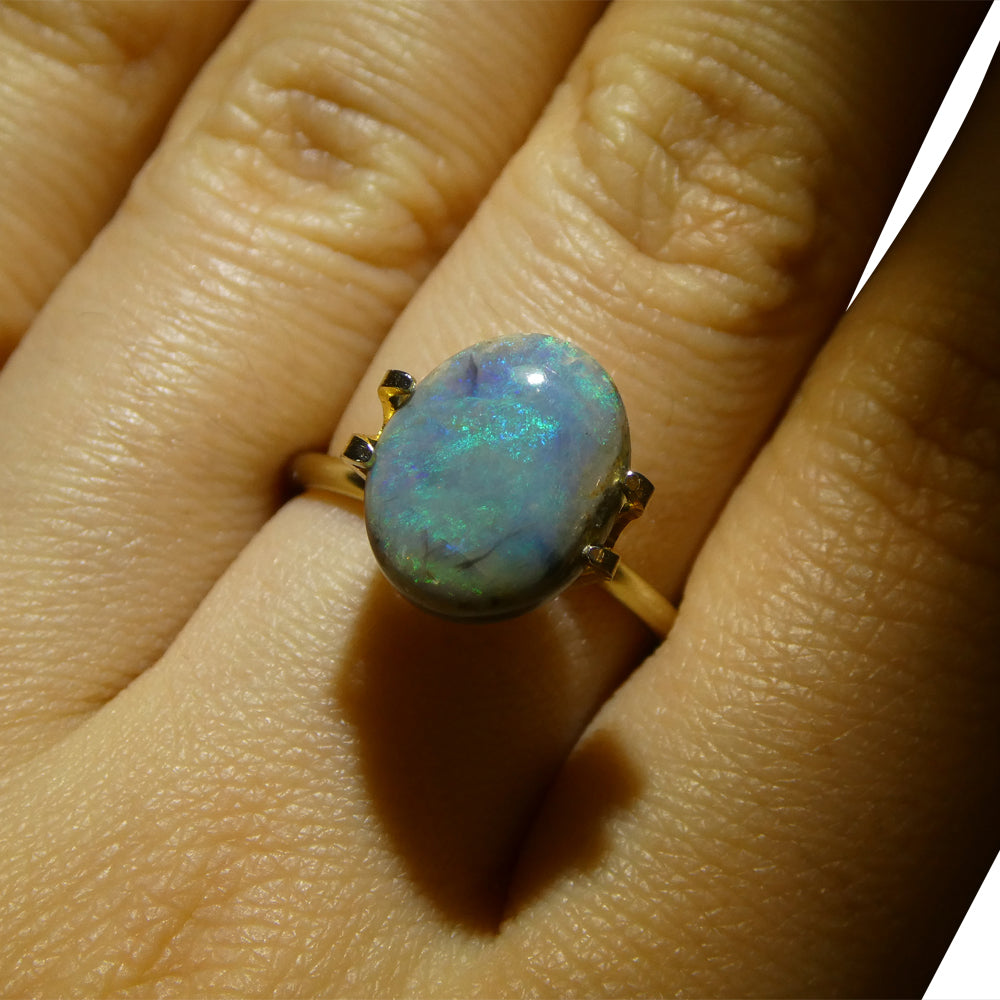 2.8ct Grey Australian Opal Cabochon with Play of Color by SkyJems, premium oval gemstone from Down Under