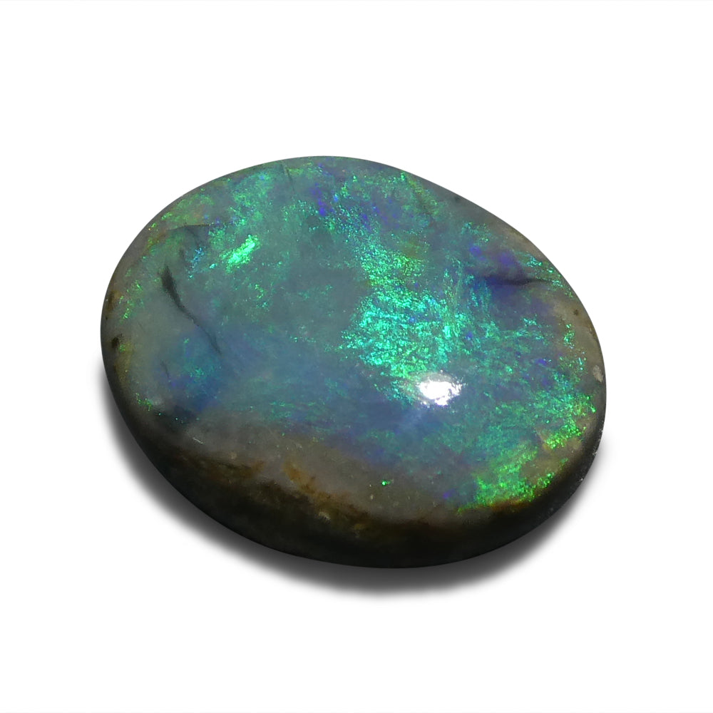 2.8ct Grey Oval Cabochon Opal from Australia with Play of Color | Premium Gemstone by SkyJems