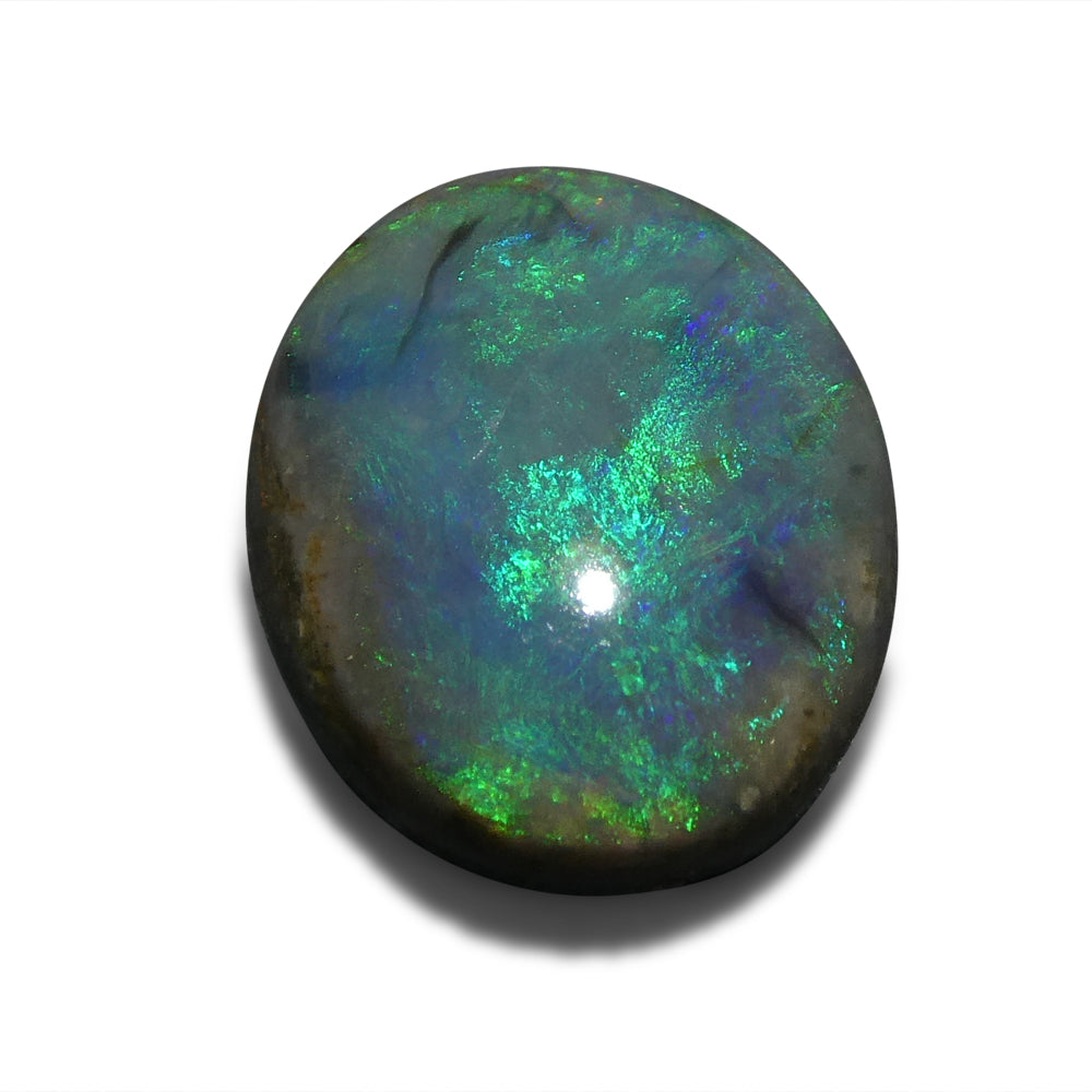 2.8ct Grey Australian Opal Cabochon with Play of Color by SkyJems - Rare Oval Gemstone from Down Under