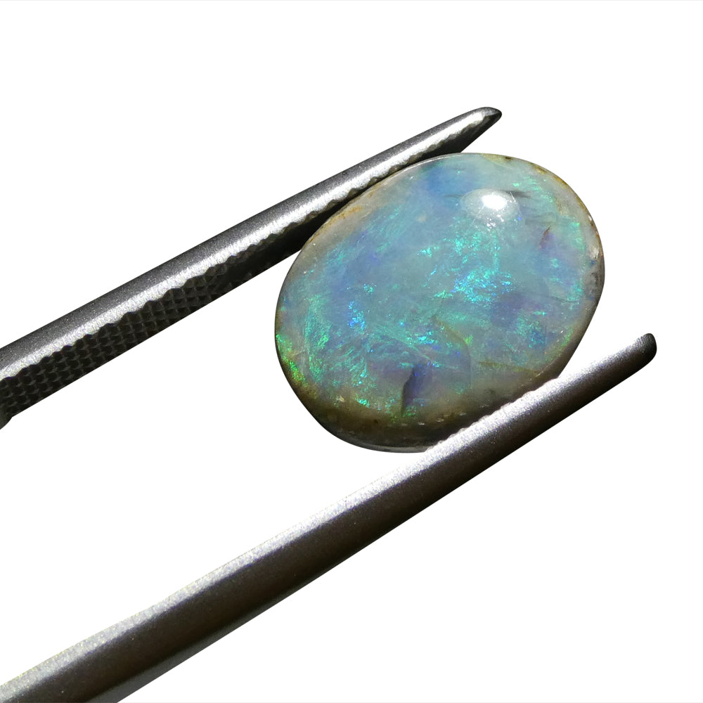2.8ct Grey Australian Opal Cabochon with Play of Color by SkyJems, premium oval gemstone from Down Under