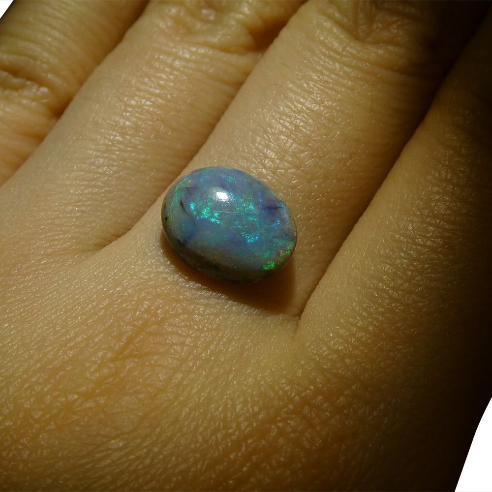 2.8ct Grey Australian Opal Cabochon with Play of Color by SkyJems - Rare Oval Gemstone from Down Under