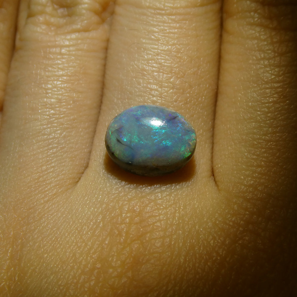 2.8ct Grey Australian Opal Cabochon with Play of Color from SkyJems Rare Gemstones Collection
