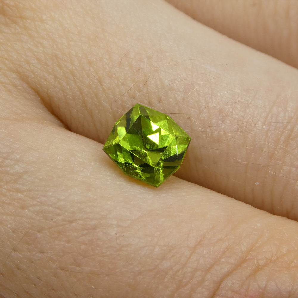 2.49ct Cushion Yellowish Green Peridot from Sapat Gali, Pakistan - Skyjems Wholesale Gemstones