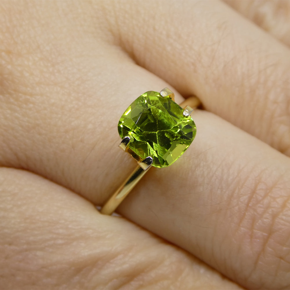 2.55ct Cushion Yellowish Green Peridot from Sapat Gali, Pakistan - Skyjems Wholesale Gemstones