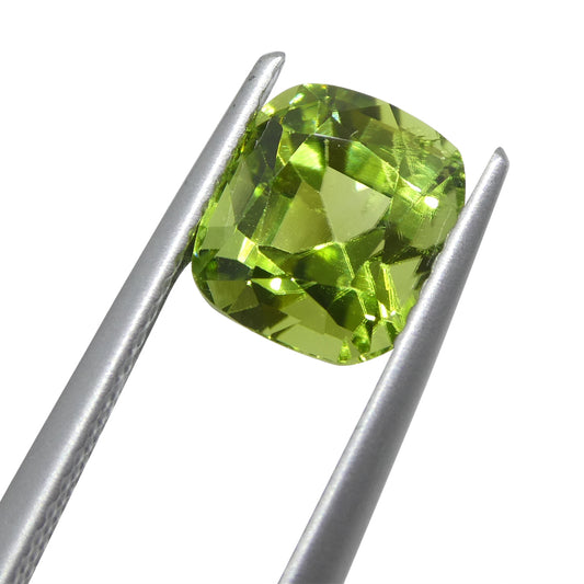 2.55ct Cushion Yellowish Green Peridot from Sapat Gali, Pakistan - Skyjems Wholesale Gemstones