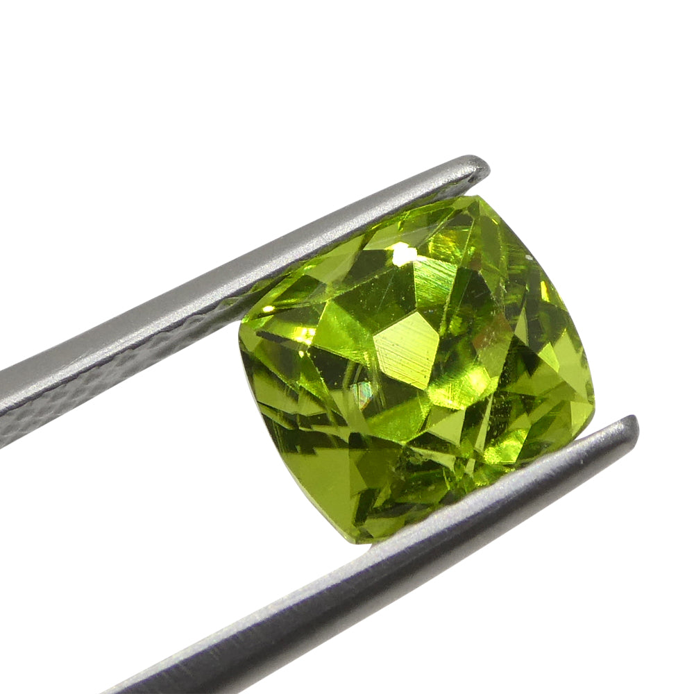 Peridot 2.38 cts 7.18 x 6.96 x 6.36 Cushion  Green  $720