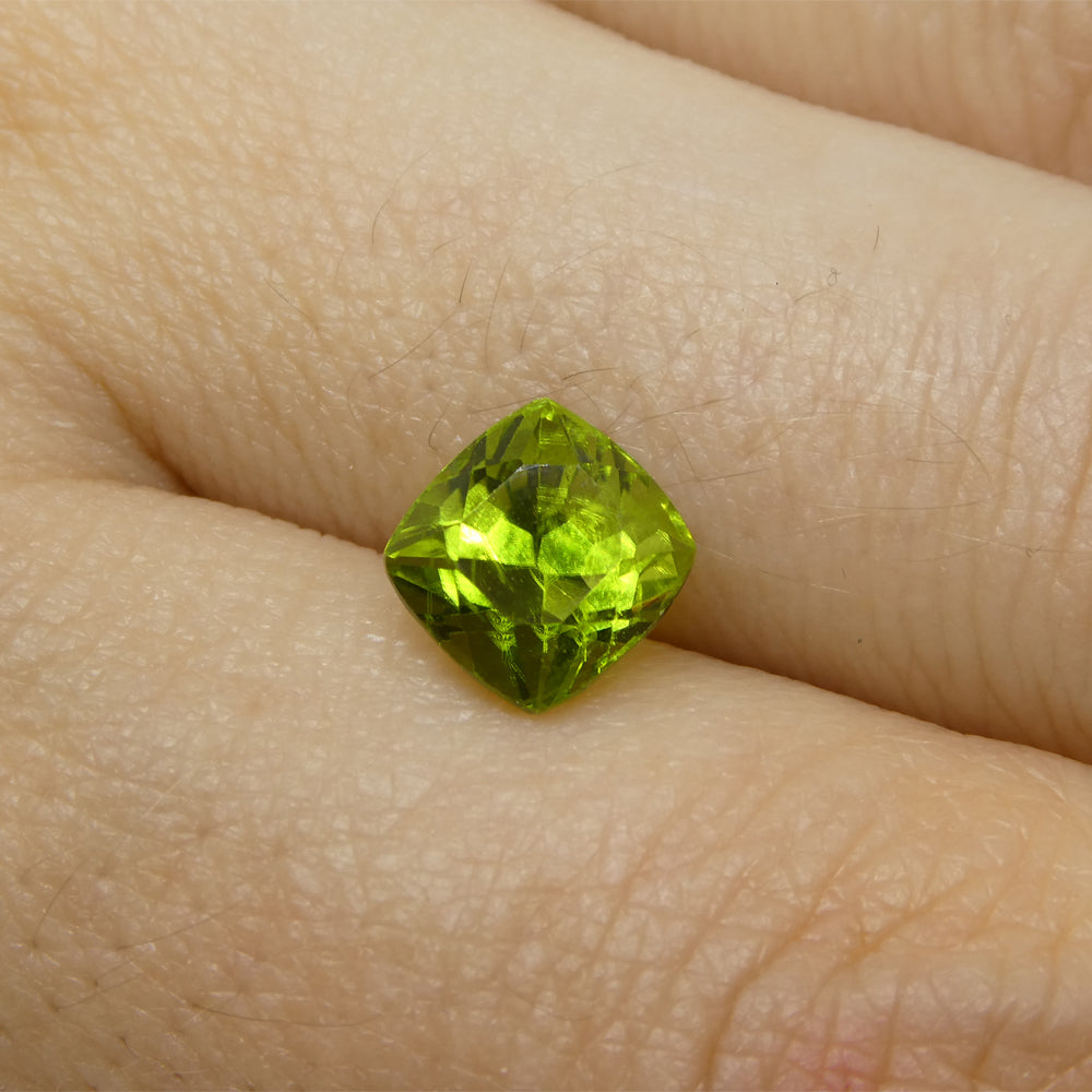 2.38ct Cushion Yellowish Green Peridot from Sapat Gali, Pakistan - Skyjems Wholesale Gemstones