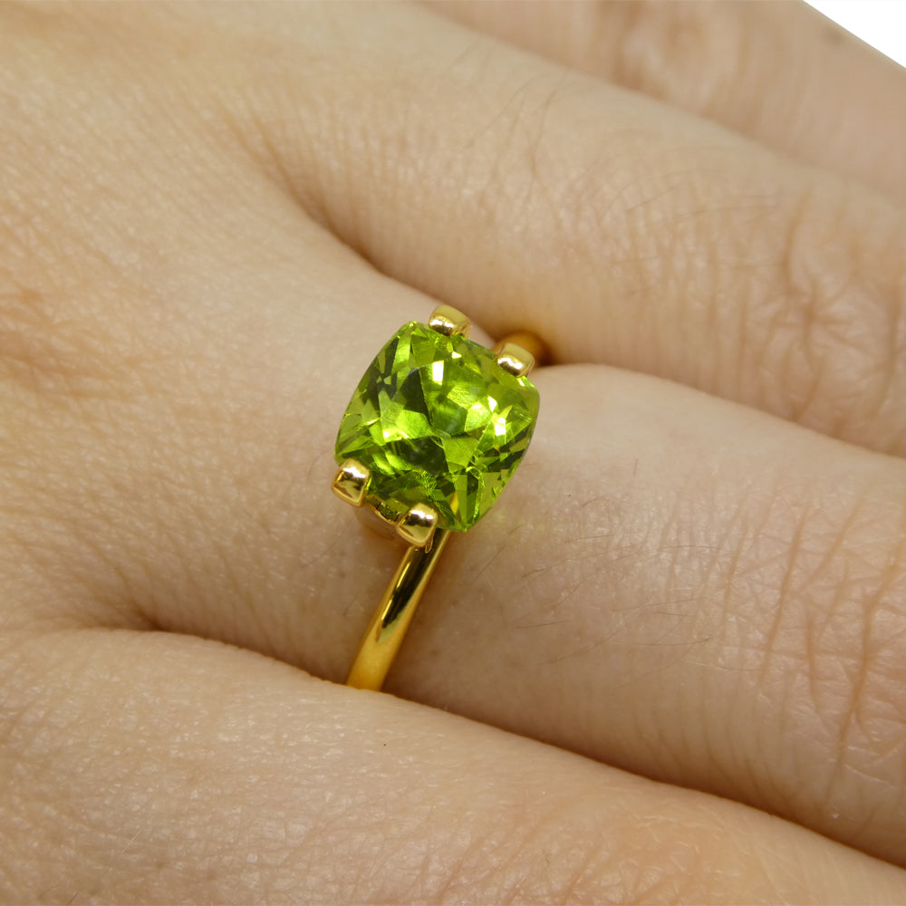 2.38ct Cushion Yellowish Green Peridot from Sapat Gali, Pakistan - Skyjems Wholesale Gemstones