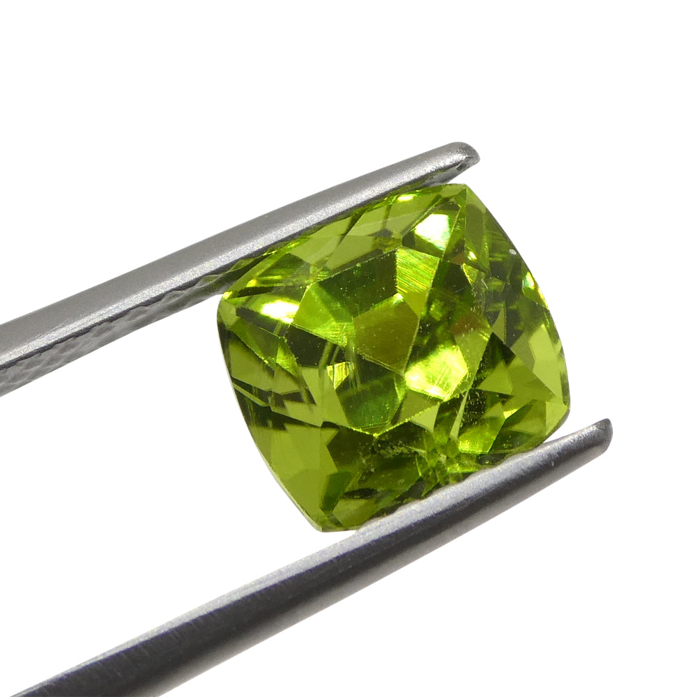 2.38ct Cushion Yellowish Green Peridot from Sapat Gali, Pakistan - Skyjems Wholesale Gemstones