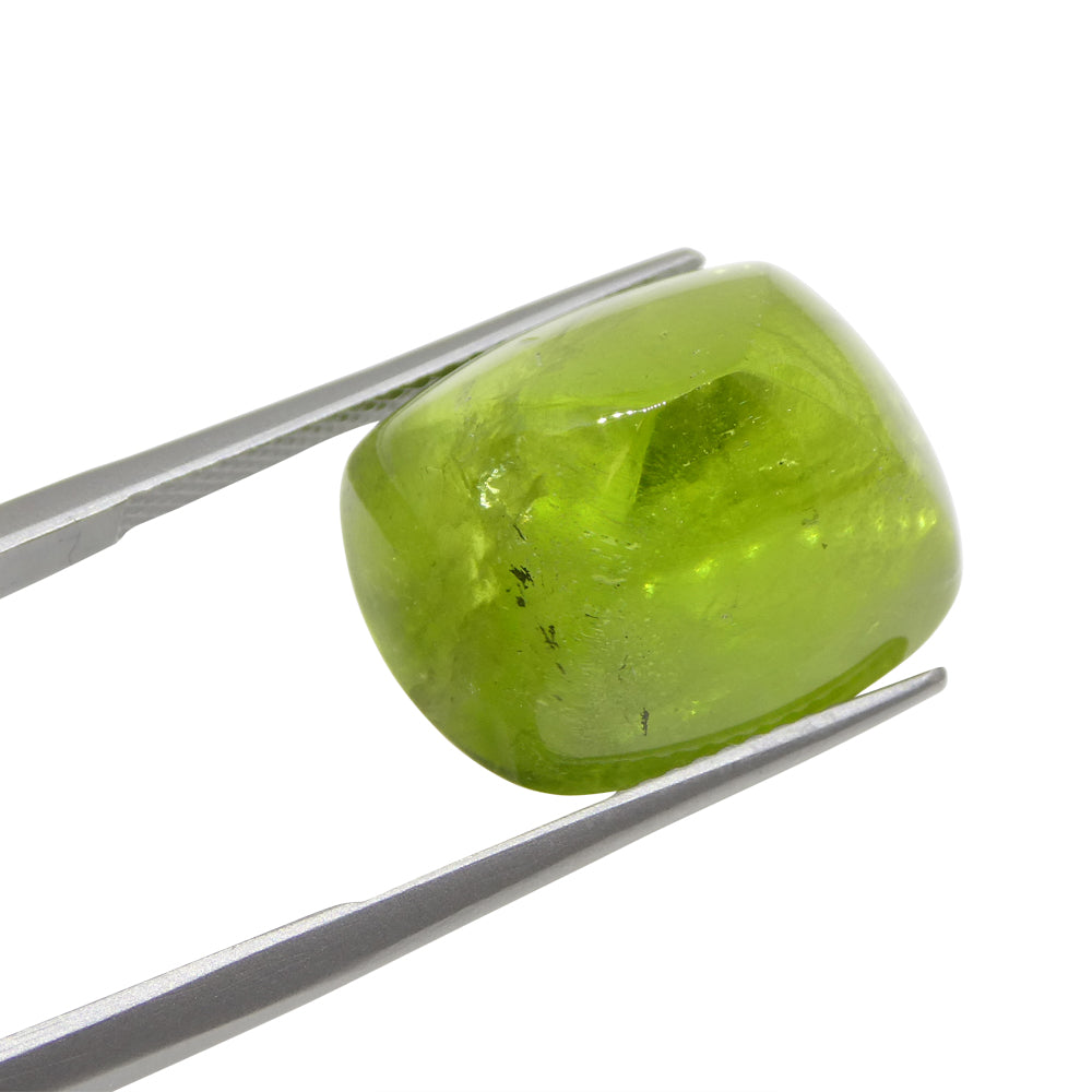 21.68ct Cushion Sugarloaf Cabochon Yellow-Green Peridot from Sapat Gali, Pakistan - Skyjems Wholesale Gemstones