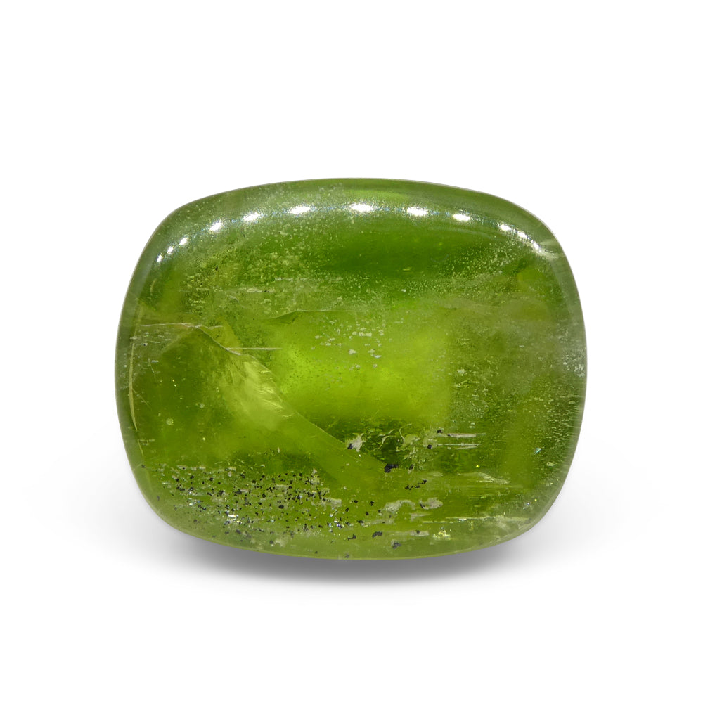 21.68ct Cushion Sugarloaf Cabochon Yellow-Green Peridot from Sapat Gali, Pakistan - Skyjems Wholesale Gemstones